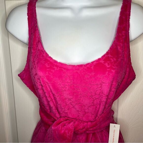 Modcloth I Want Velour Velour Velour Bodysuit Floral Texture Fuchsia Hot Pink M - Picture 7 of 13